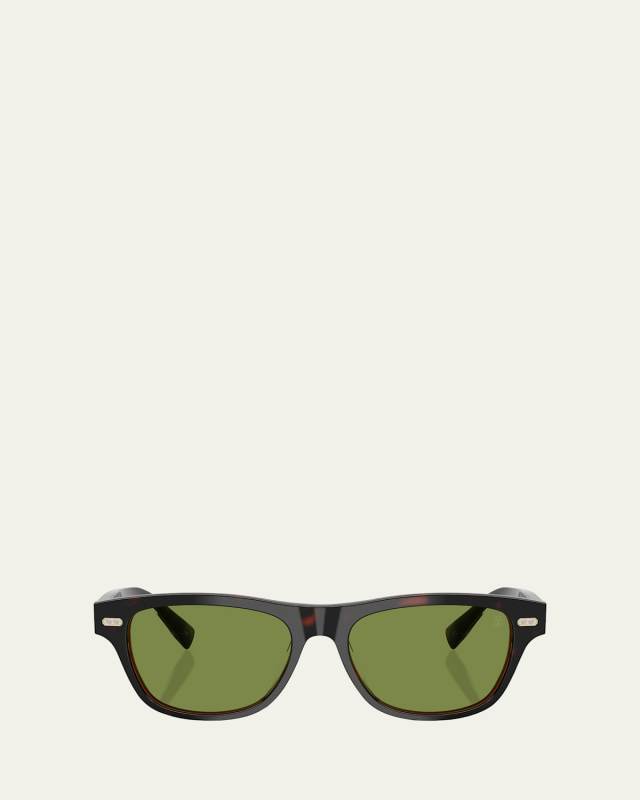 Havana Rectangle Acetate Sunglasses